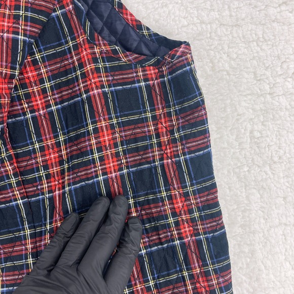 Christopher & Banks Vest Jacket Womens Size 1X Red Blue Plaid Quilted‎ Button-Up - Picture 7 of 15
